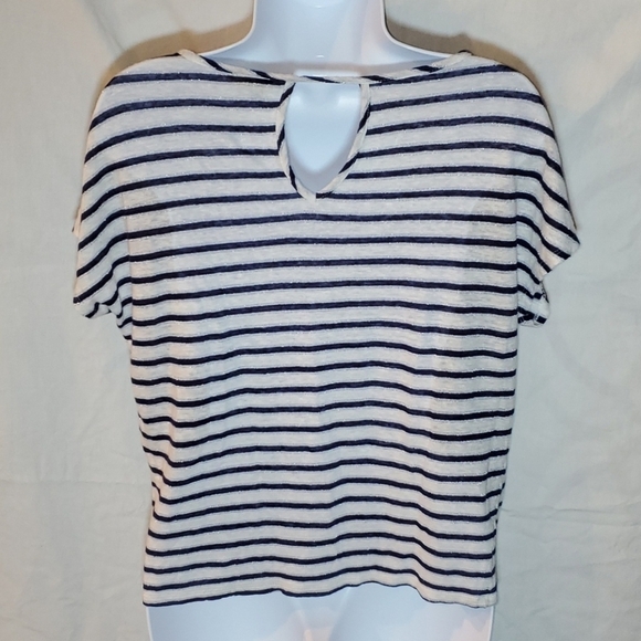 Christian Siriano horizontal striped linen top - Picture 4 of 14